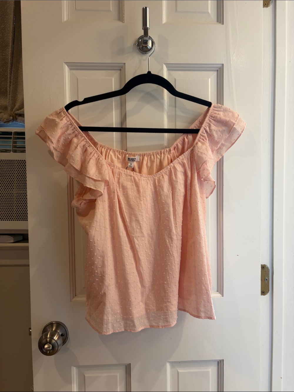 Steve Madden Soft Pink Off-Shoulder Ruffle Top
